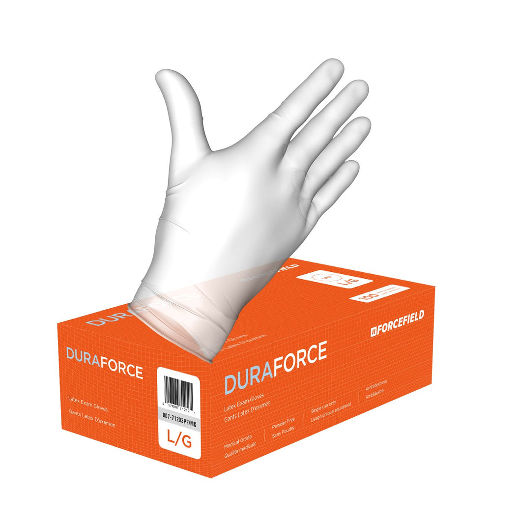 FORCEFIELD 007-71201PF Duraforce Latex Disposable Examination Gloves, 1000/Case