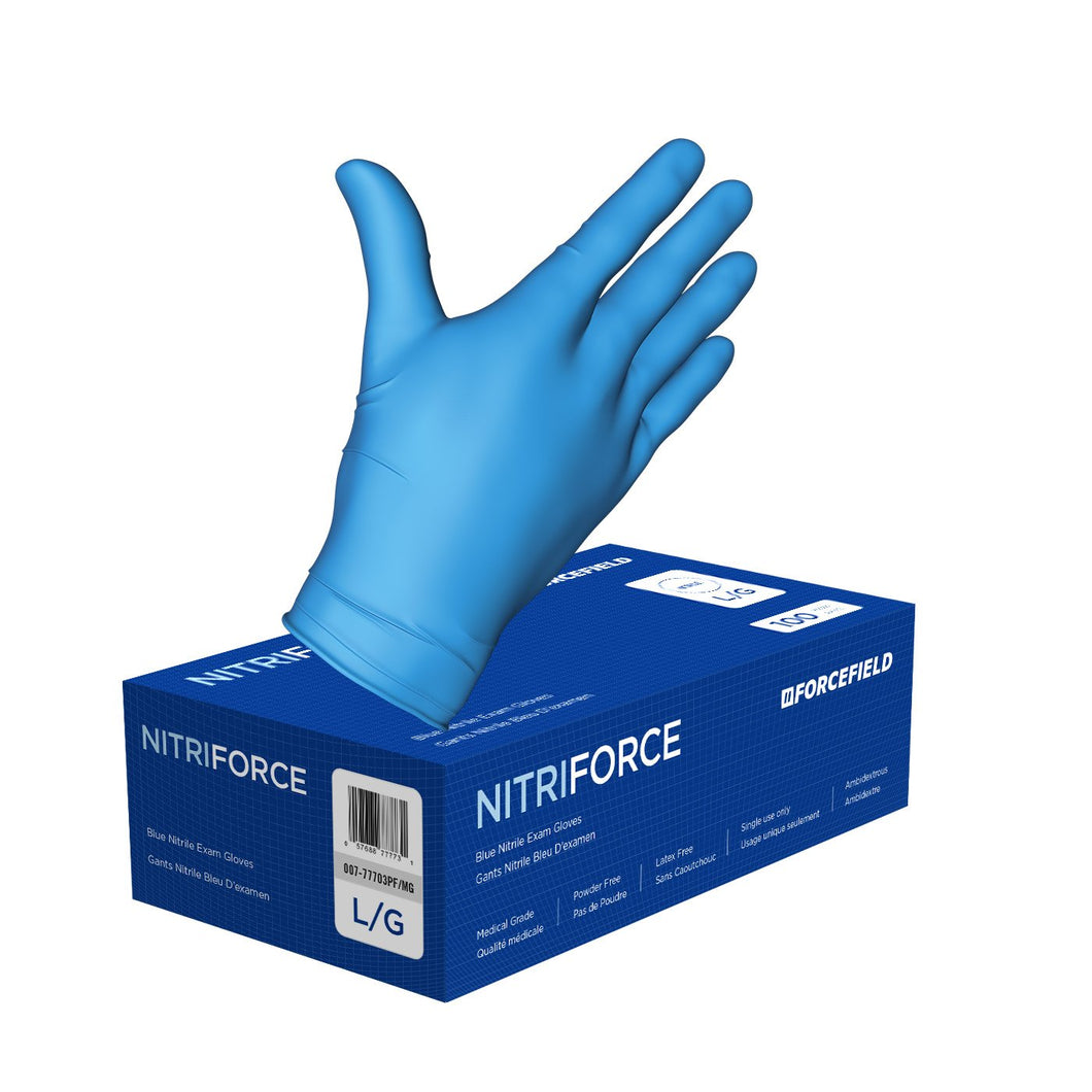 FORCEFIELD 007-77701PF NitriForce Nitrile Disposable Examination Gloves, 1000/Case