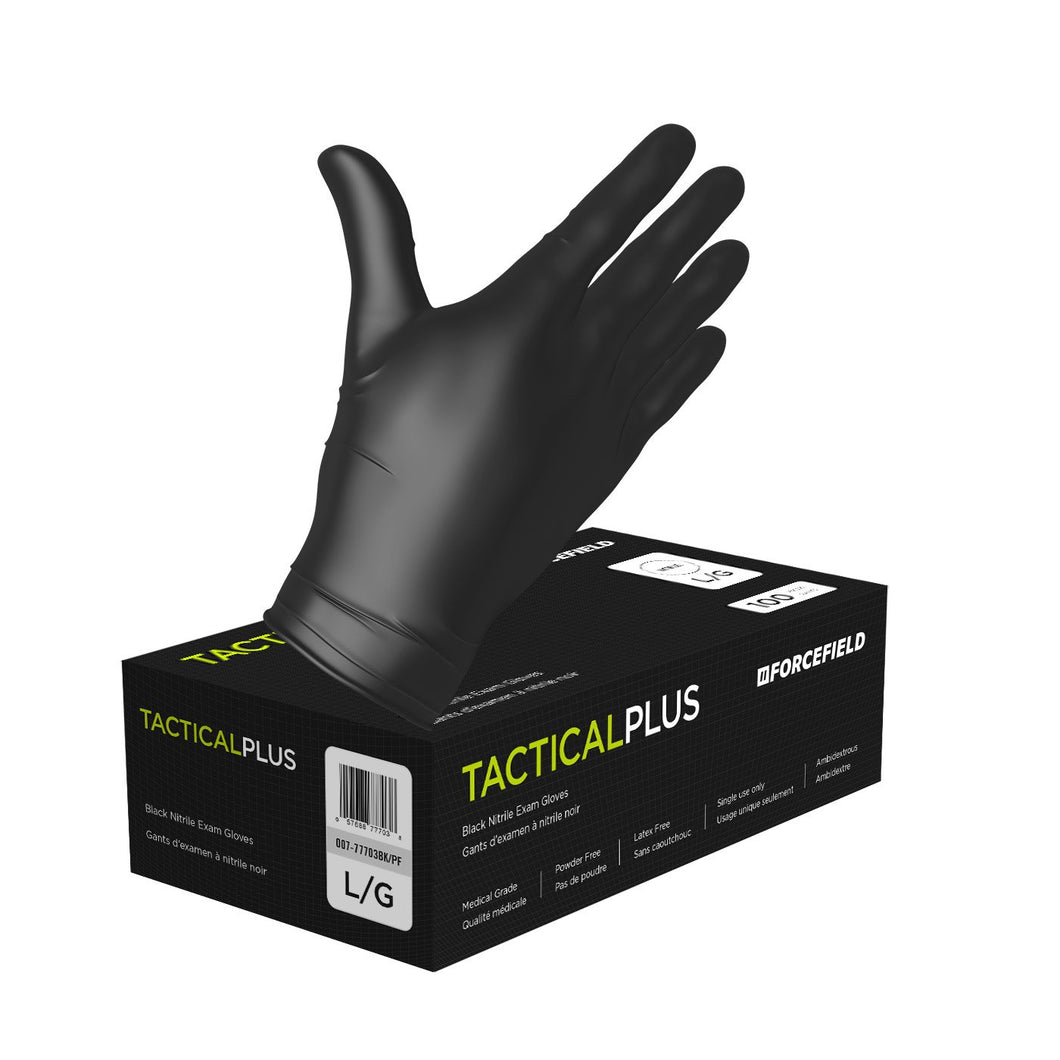 FORCEFIELD 007-77701BK/PF Tactical Plus Nitrile Disposable Examination Gloves, 1000/Case