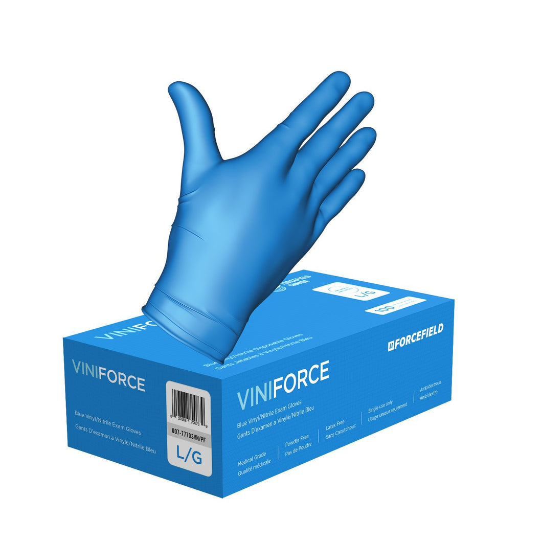 ForceField 007-77701VN/PF ViniForce Nitrile/Vinyl Disposable Examination Gloves, 1000/Case